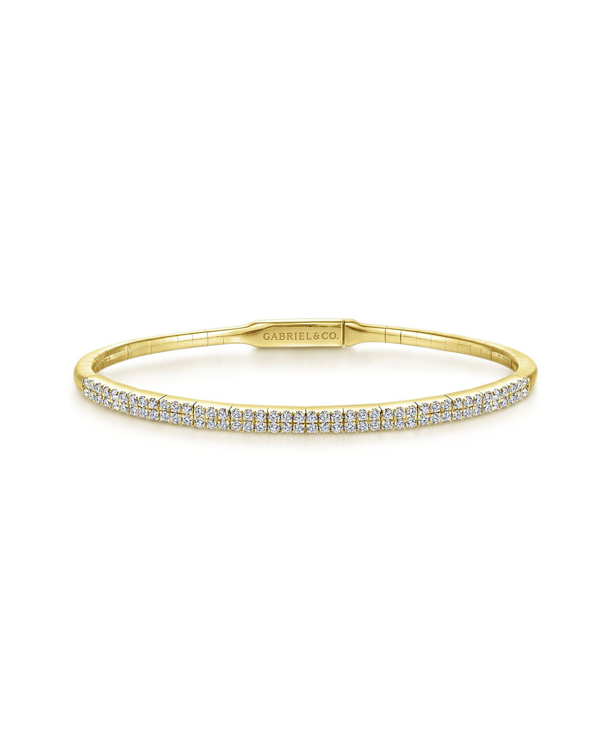 14K Yellow Gold Two Row Diamond Bangle