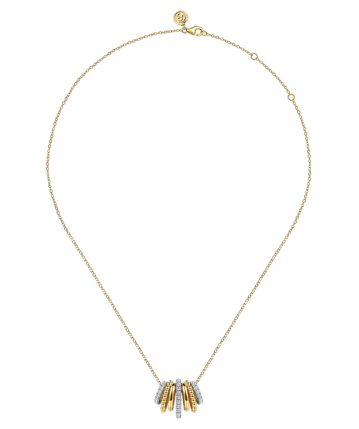 Bujukan Link - 14K White Yellow Gold Bujukan Diamond Multi Row Pendant Necklace