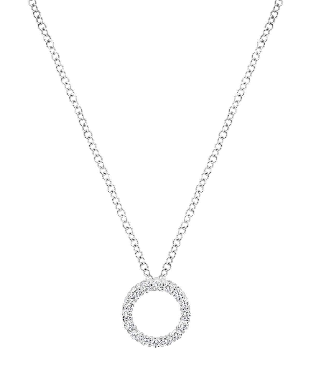 14K White Gold Diamond Circle Pendant