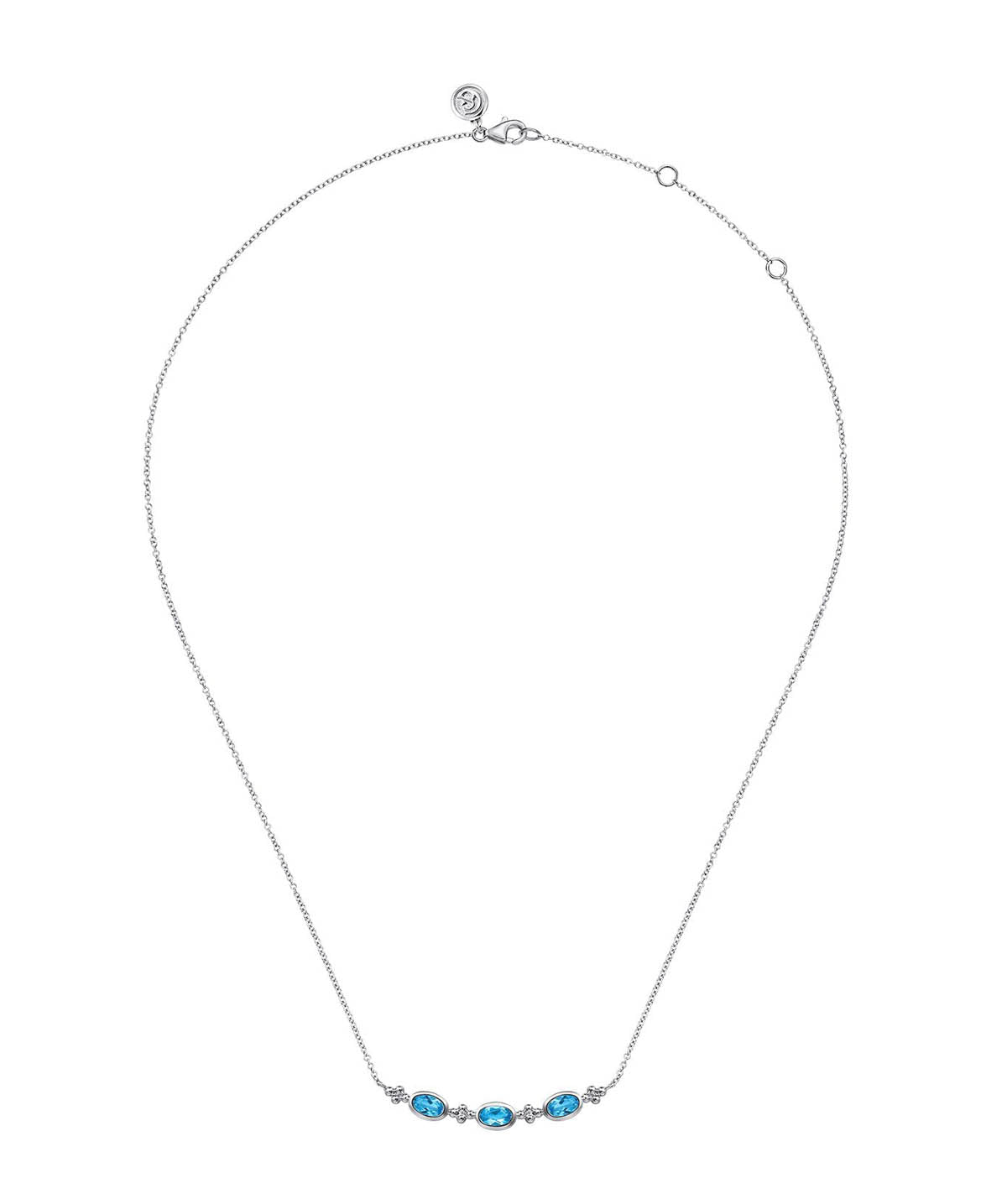 925 Sterling Silver Bujukan Blue Topaz Bar Necklace