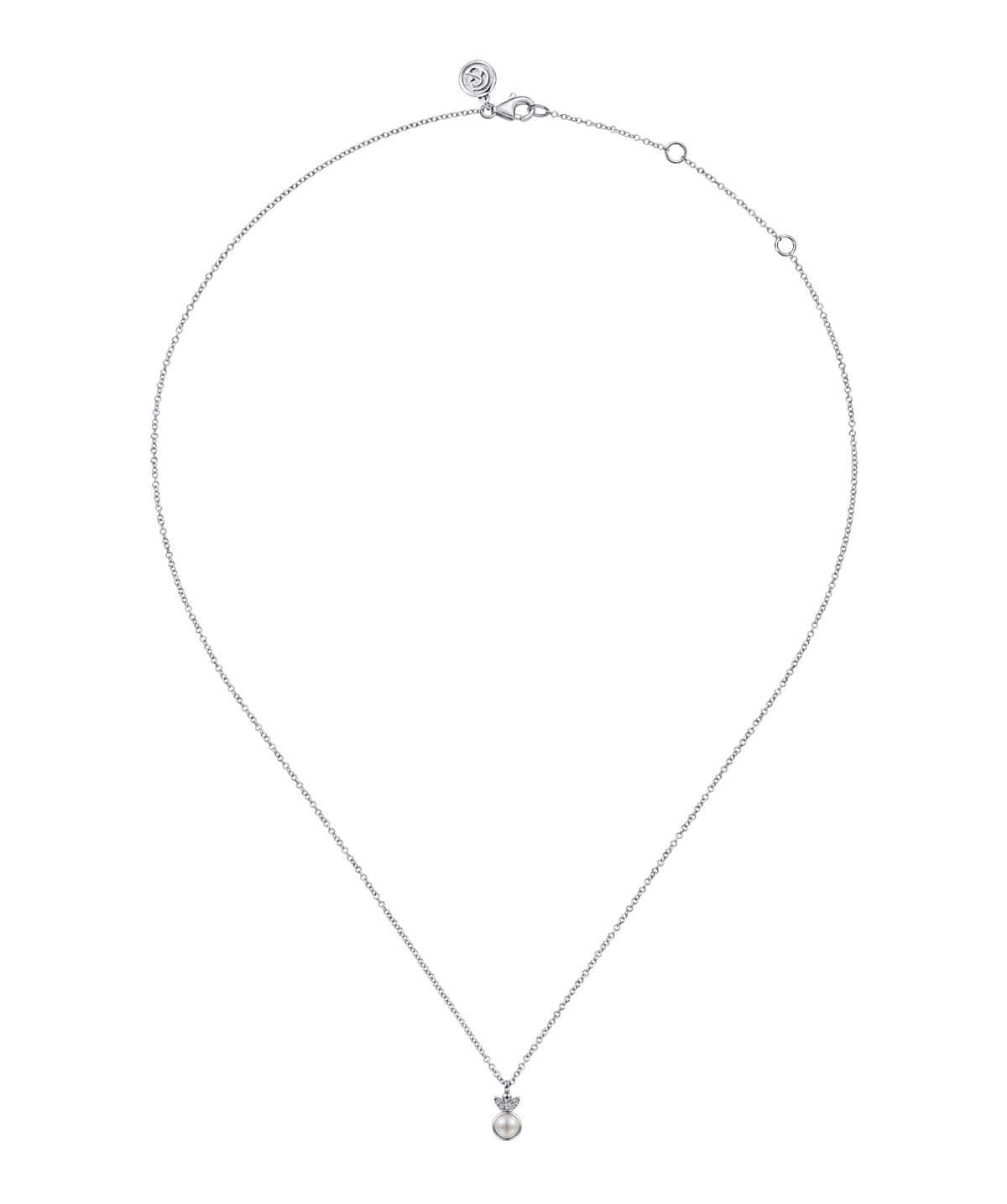 925 Sterling Silver Diamond Bujukan Pearl Pendant Necklace