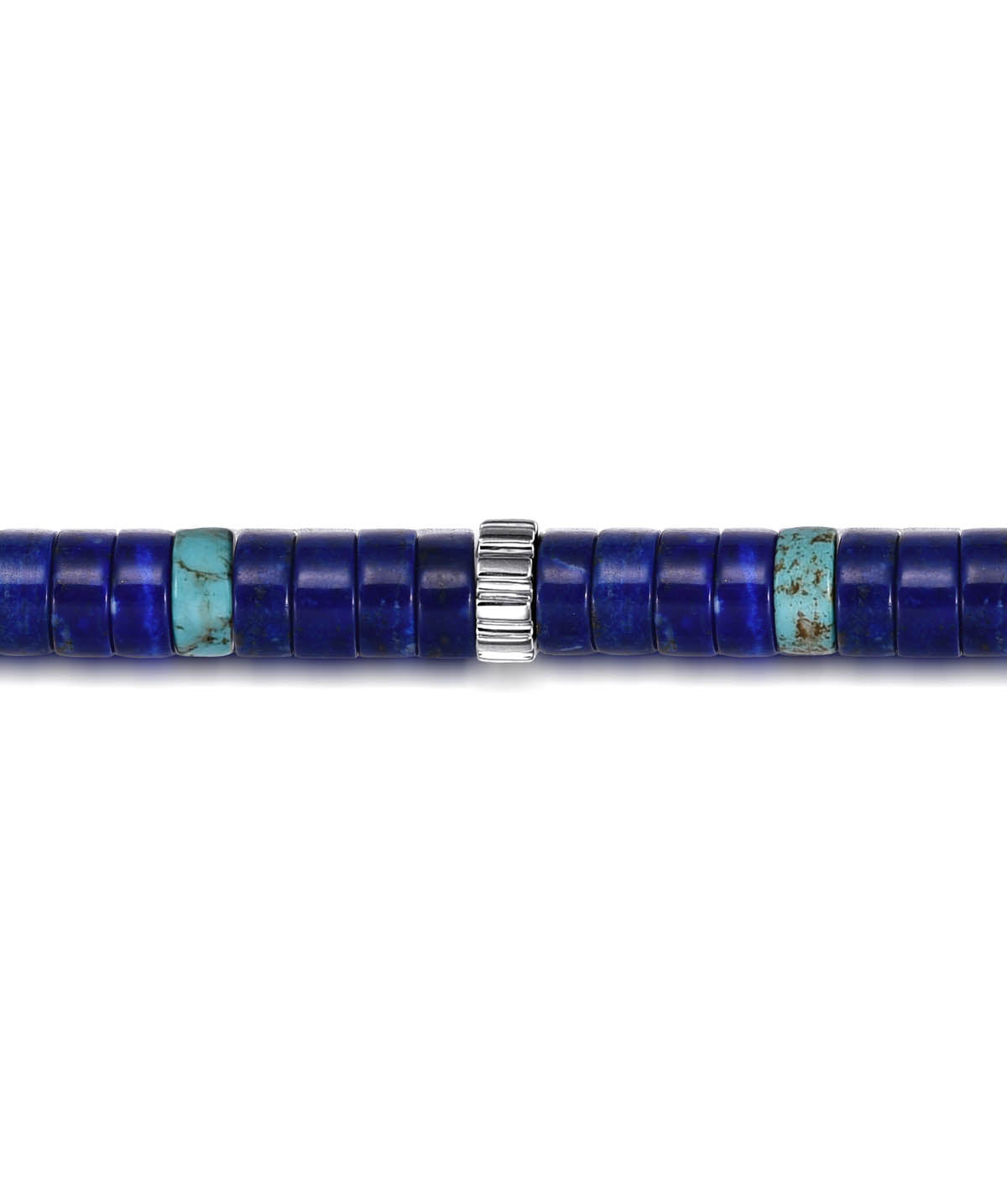 Sterling Silver Lapis and Turquoise Cylinder Beaded Bracelet