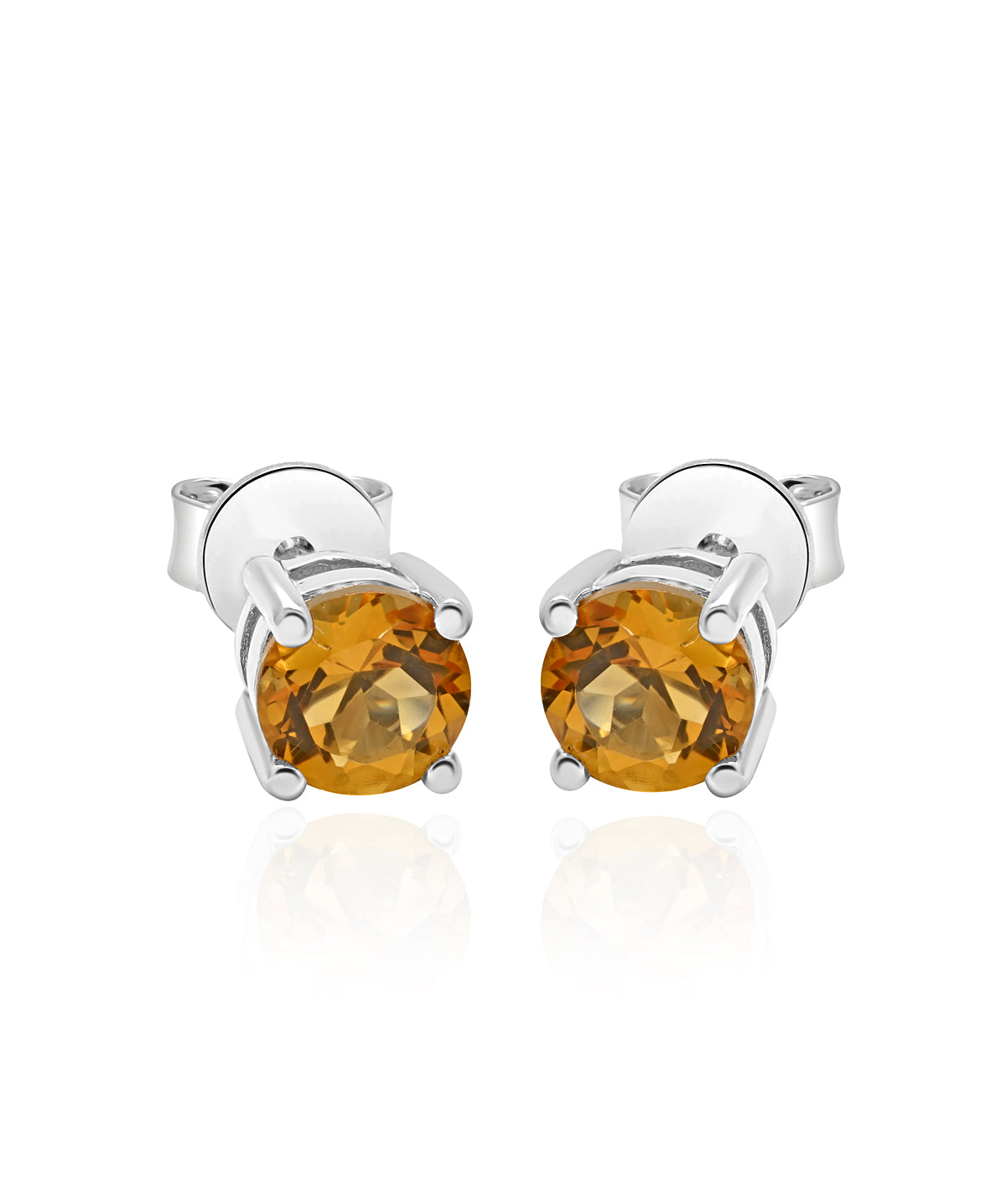 925 Sterling Silver 5mm Citrine 4 Prong Studs
