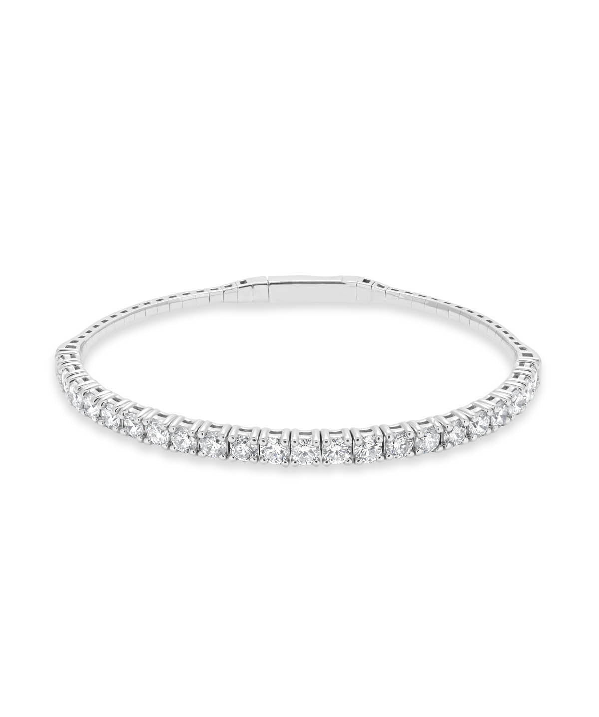 14K White Gold Diamond Flexible Bangle Bracelet 3.56cttw