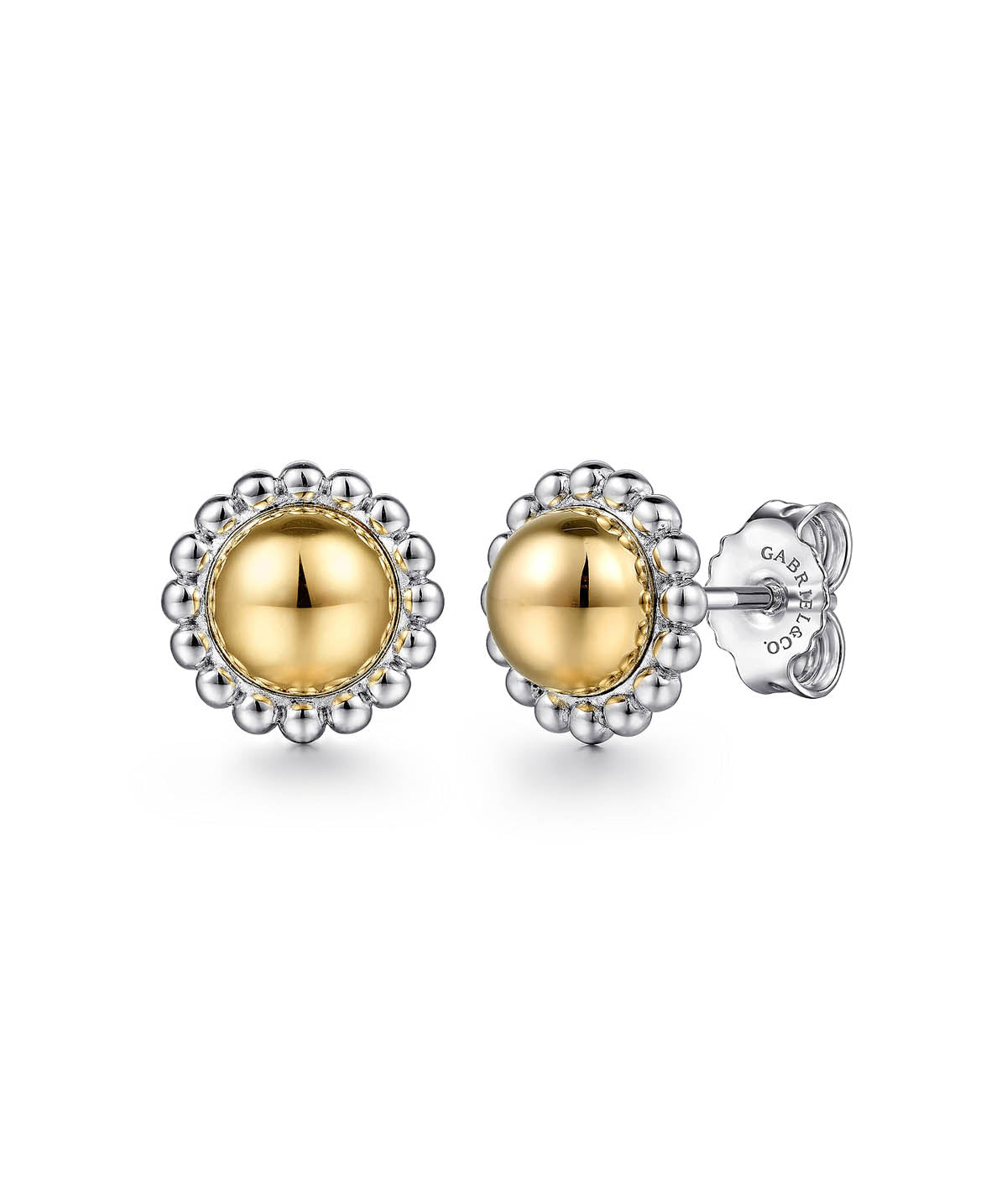 925 Sterling Silver and 14K Yellow Gold Fashion Stud Earrings