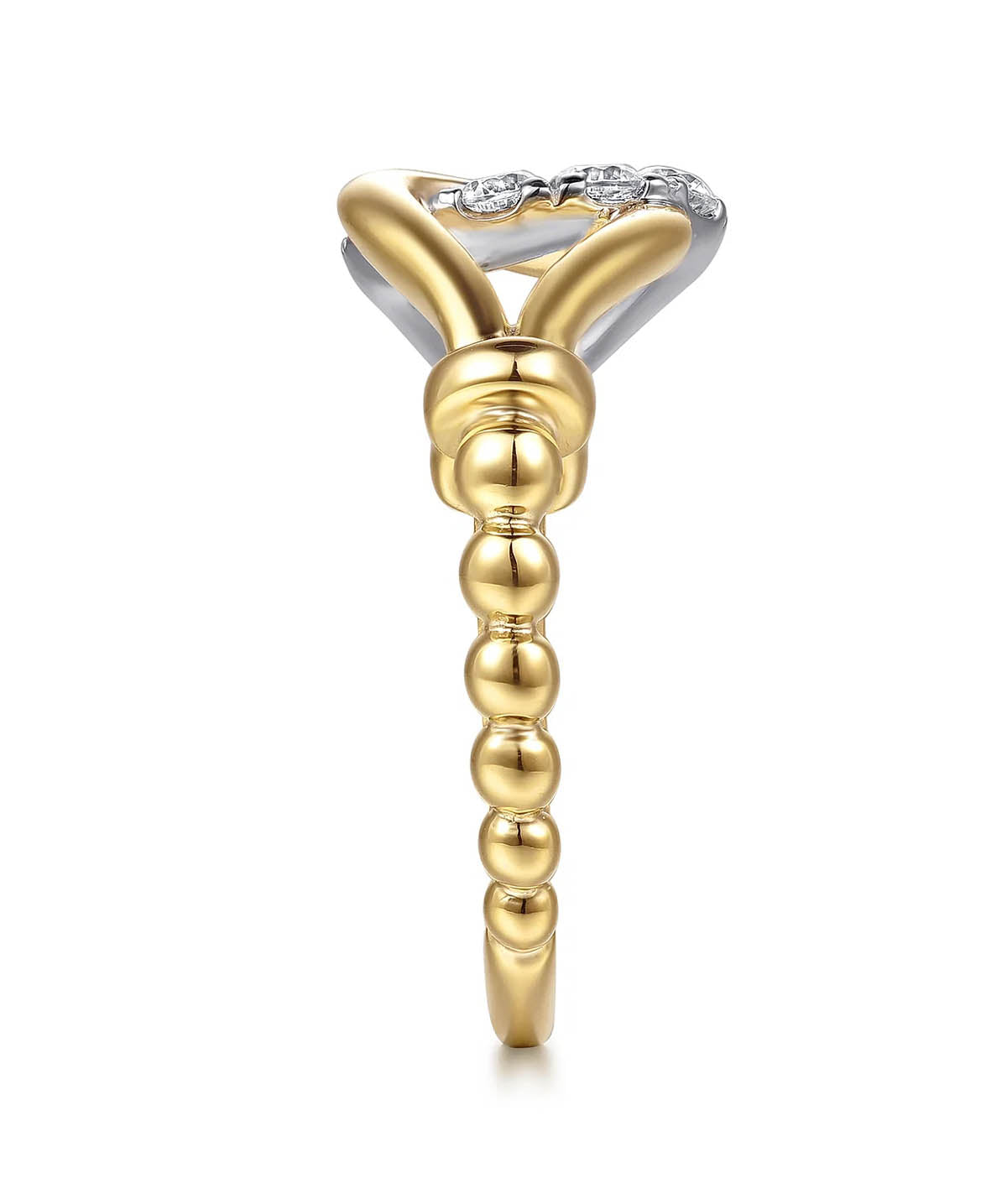 14K White Yellow Gold Bujukan and Diamond Horseshoe Link Ring