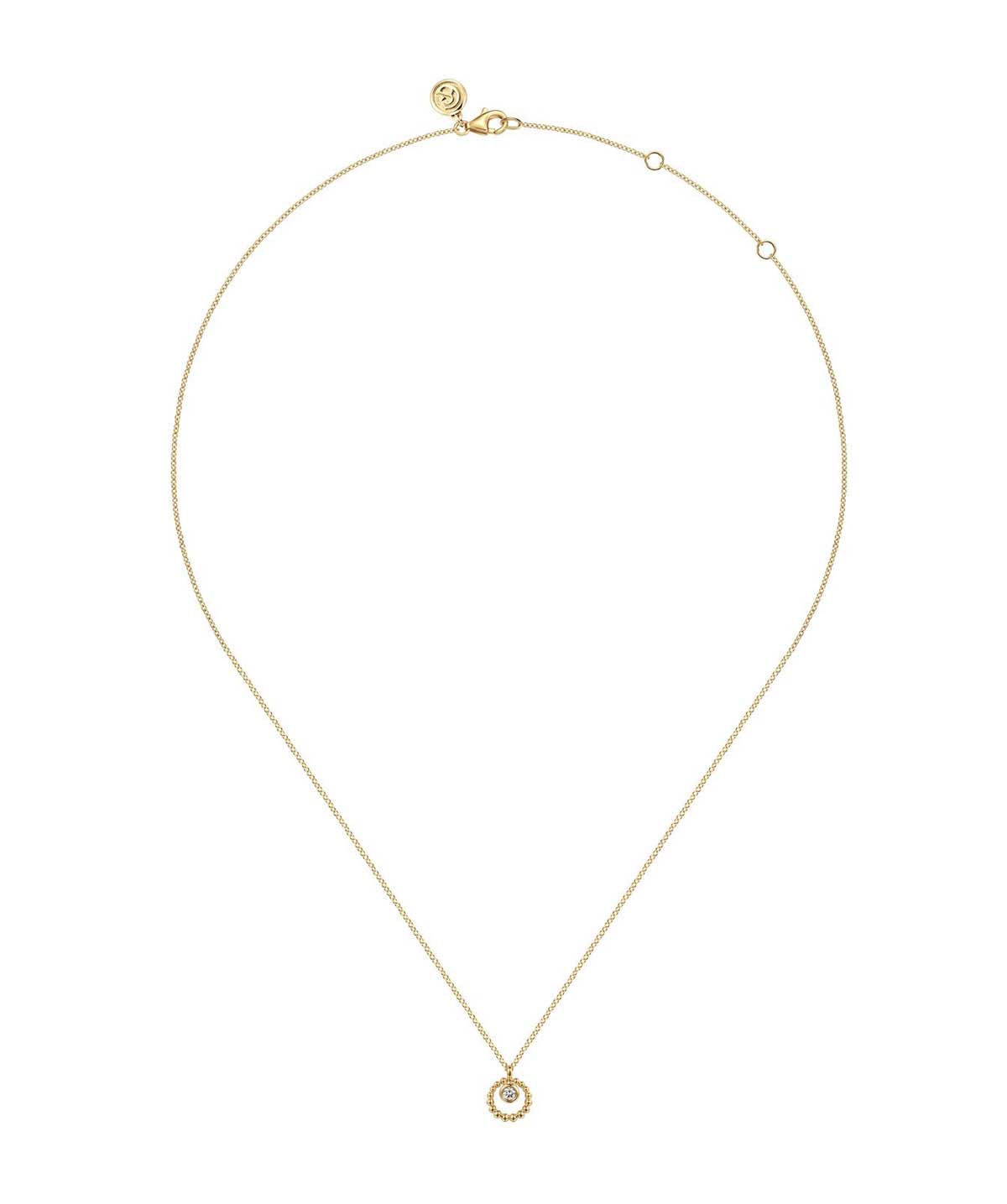 14K Yellow Gold Bujukan and White Sapphire Pendant Necklace