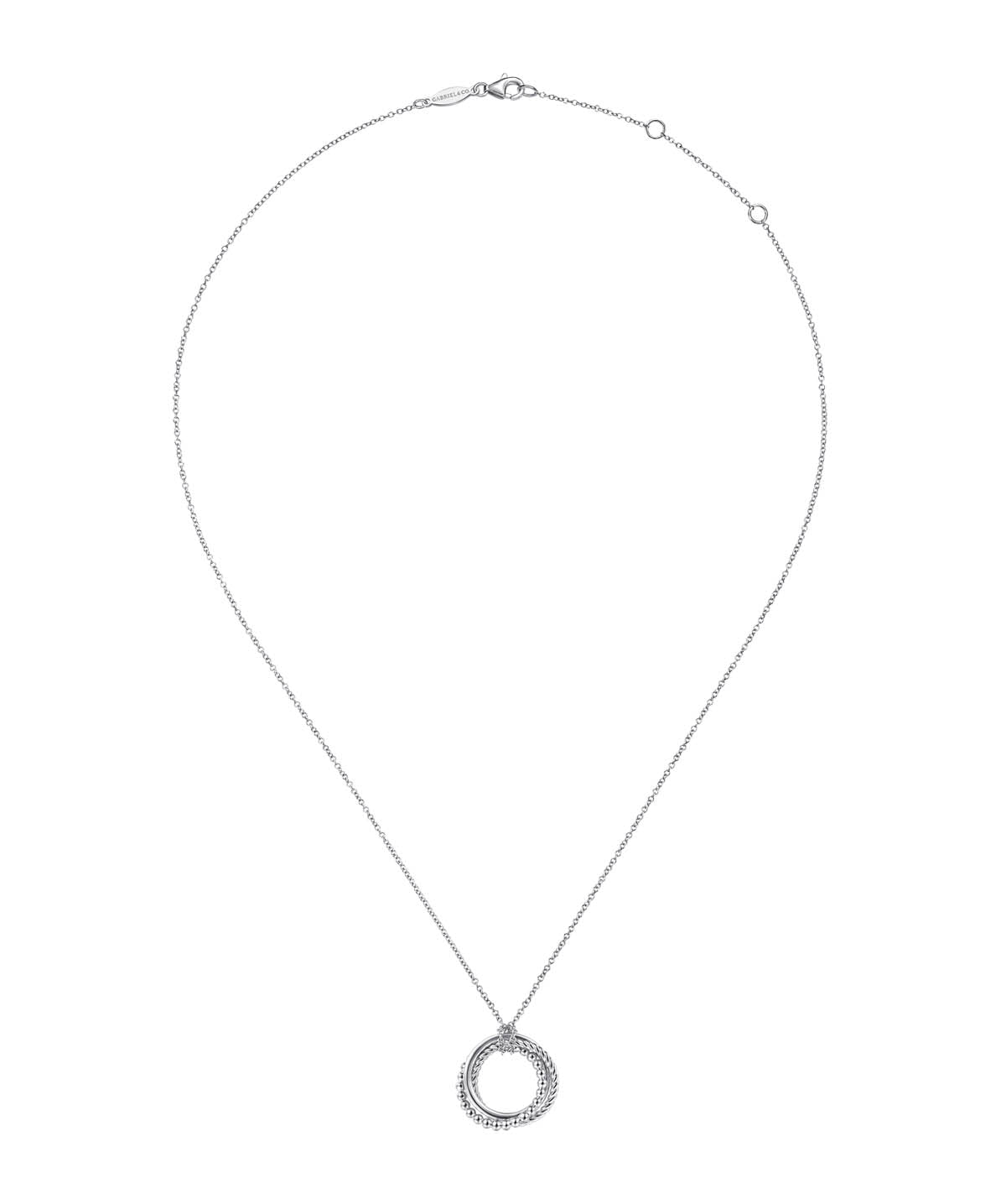 925 Sterling Silver Bujukan Twisted Rope Multi Circle Pendant Necklace