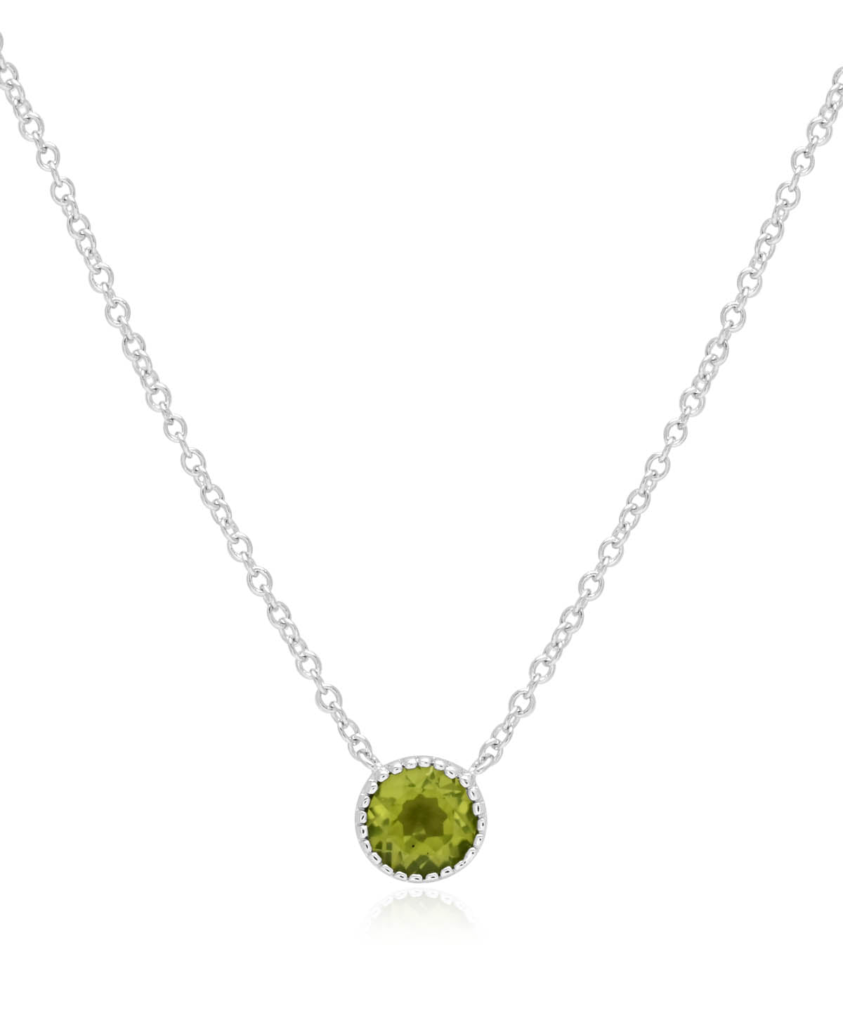 Sterling Silver Bezel Set 6mm Peridot Pendant Necklace