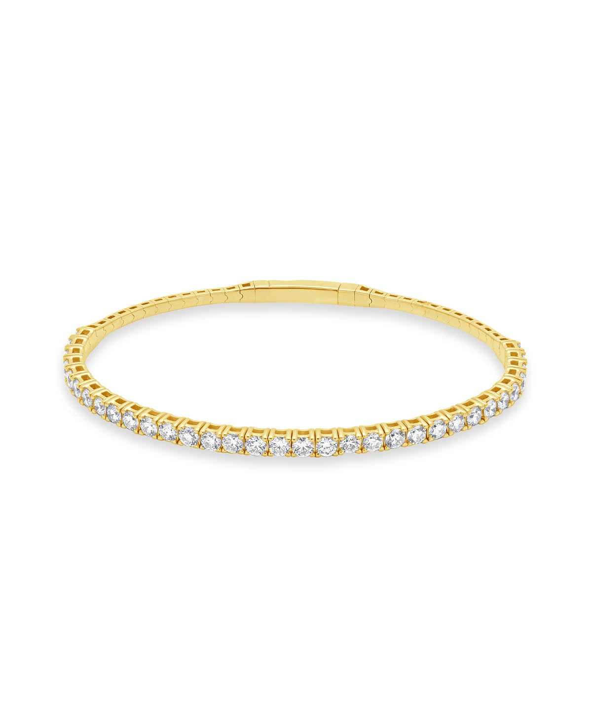 14K Yellow Gold Diamond Flexible Bangle Bracelet 3.00cttw
