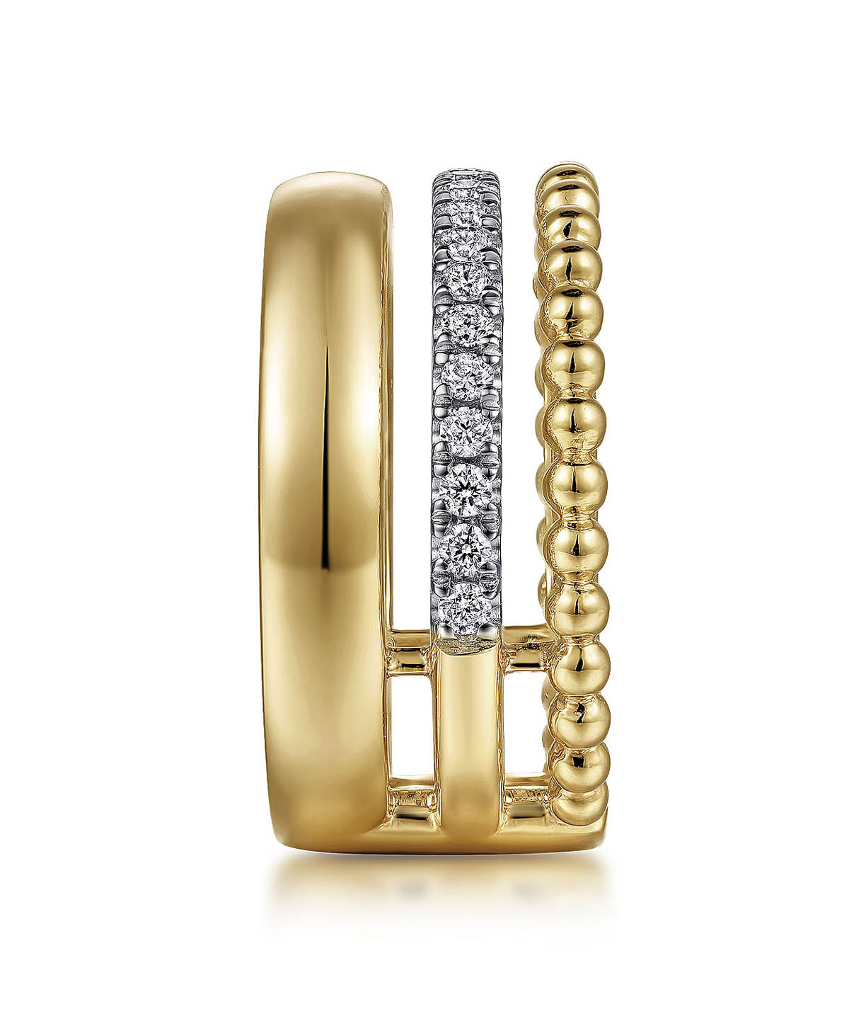 14K White-Yellow Gold Diamond Bujukan Easy Stackable Ring