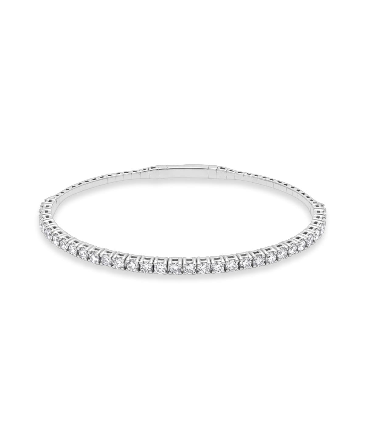 14K White Gold Diamond Flexible Bangle Bracelet 2.81cttw