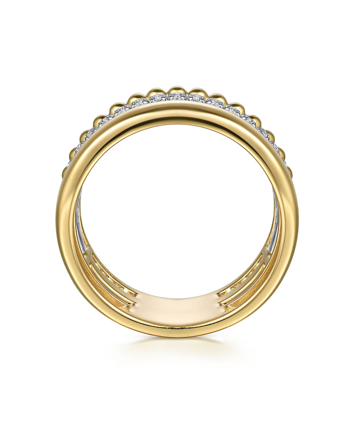 14K White-Yellow Gold Diamond Bujukan Easy Stackable Ring