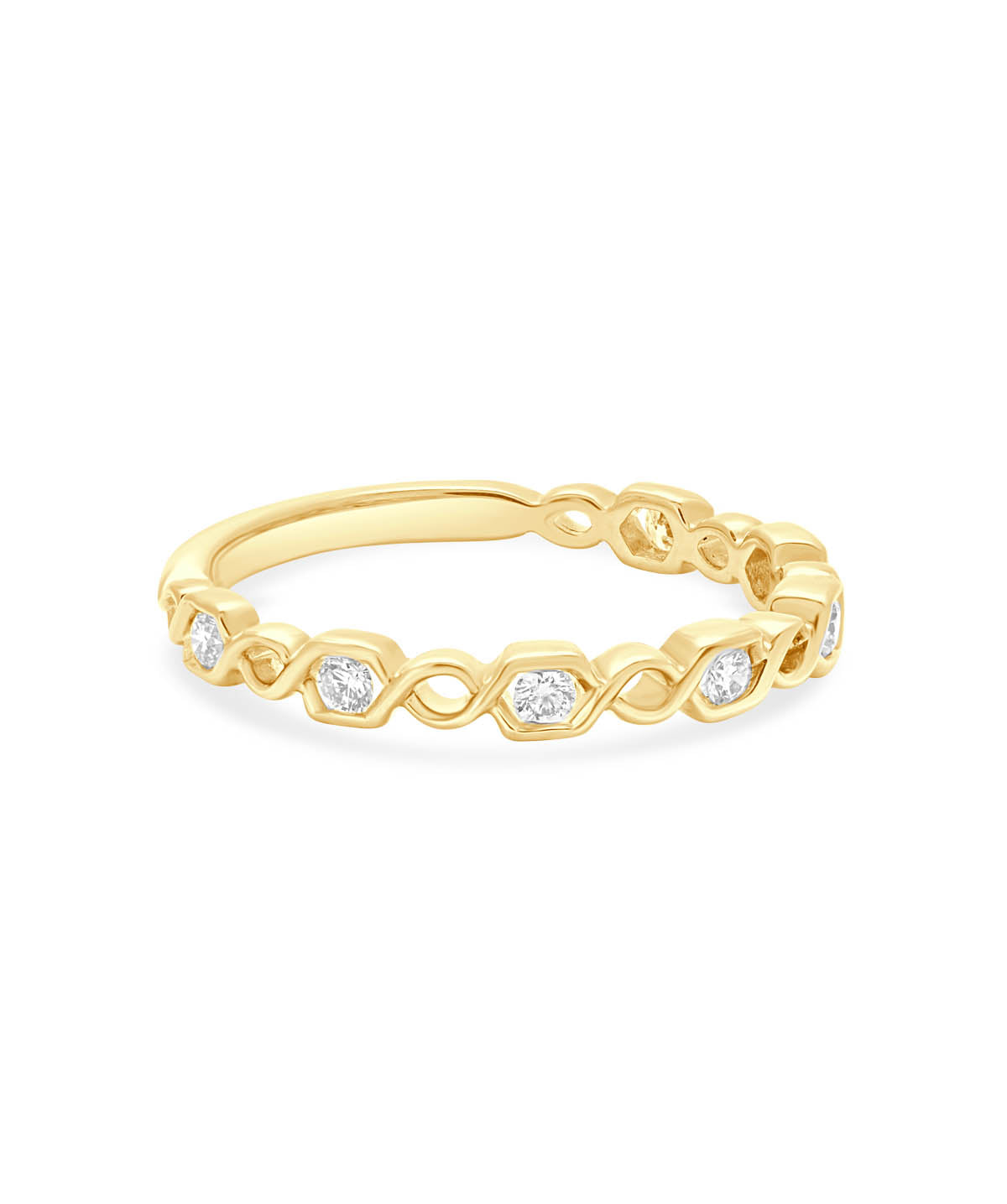 14K Yellow Gold Diamond Twist Stackable Ring