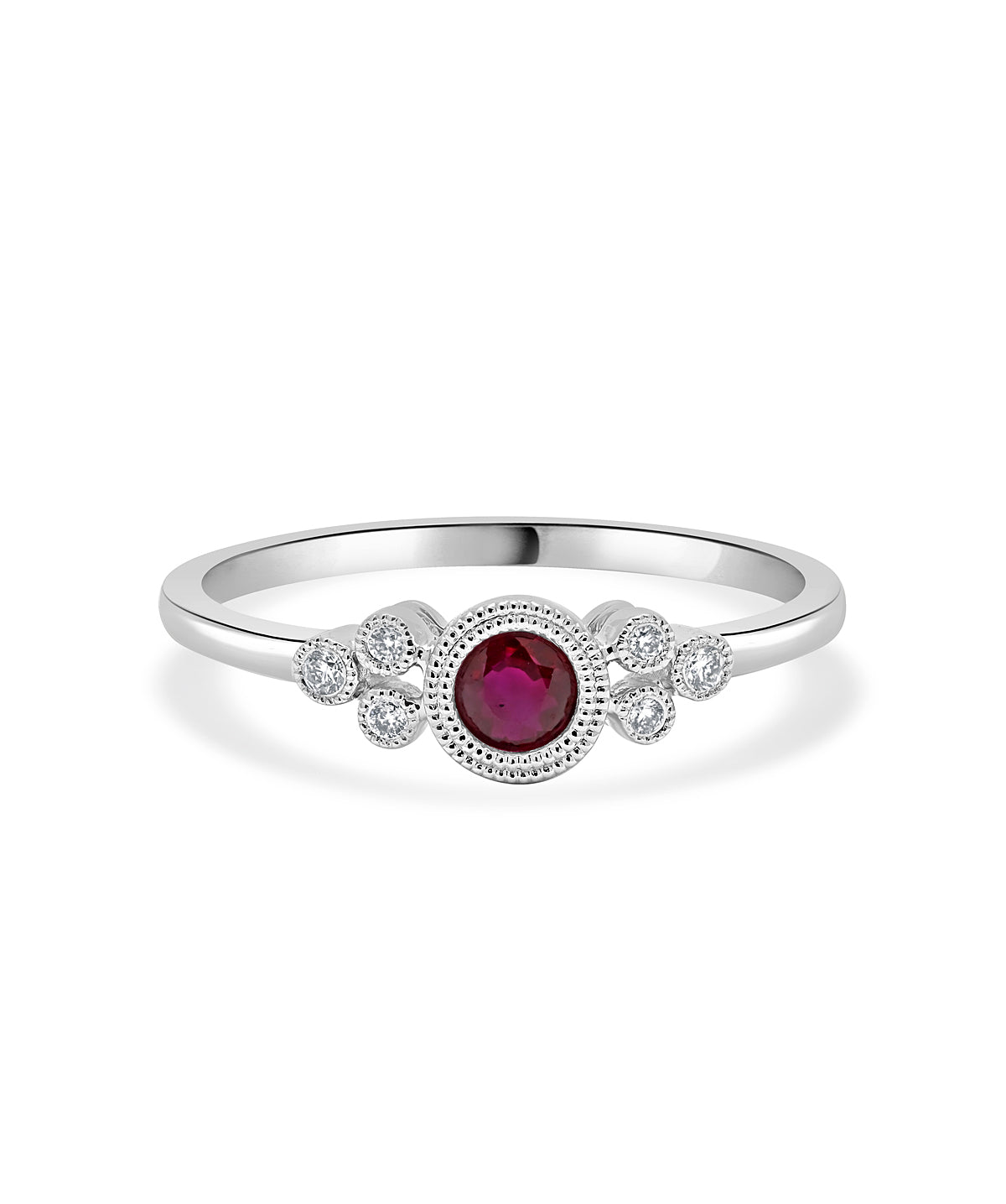 14K White Gold 0.39ct Ruby and Diamond Ring