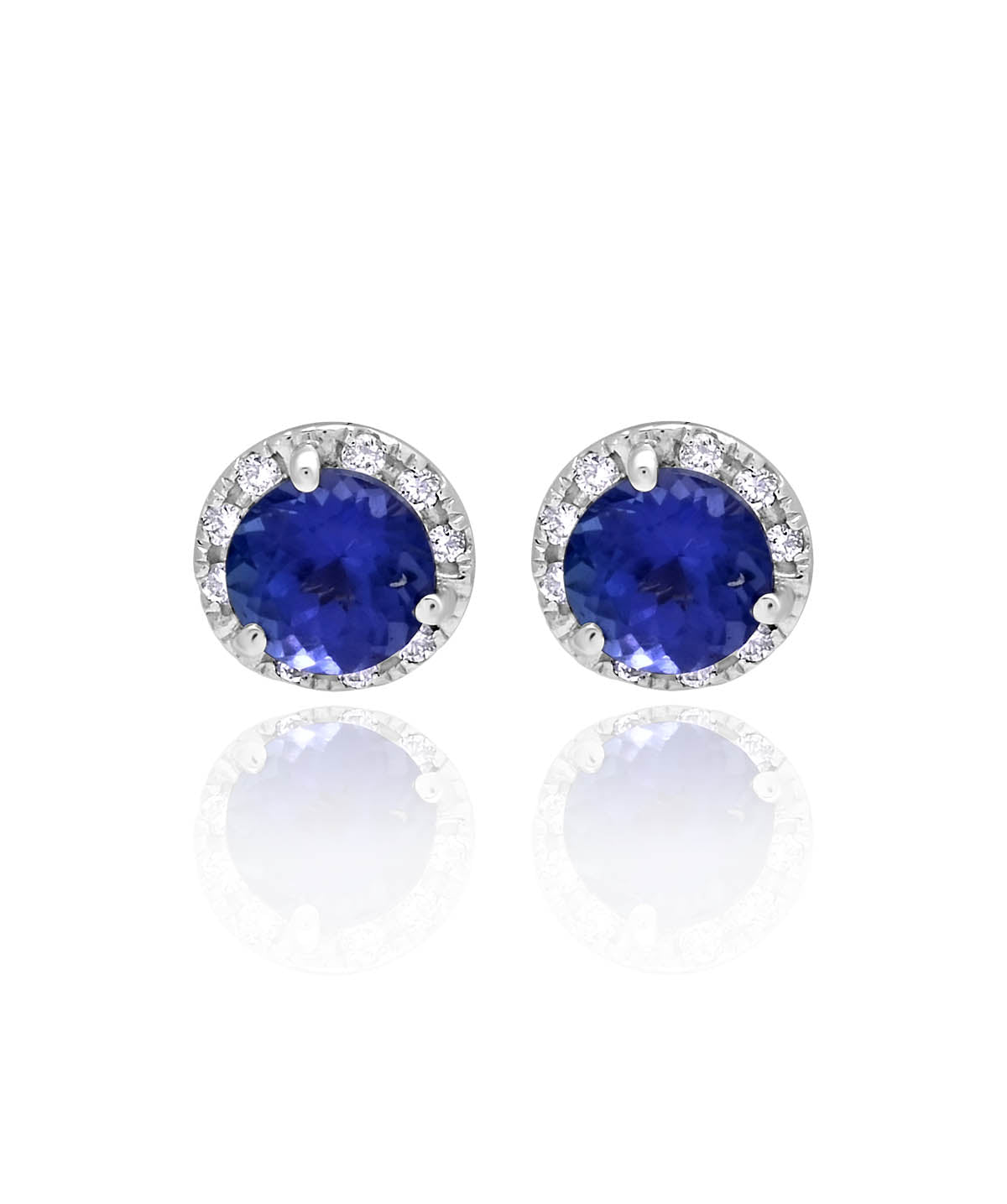 14K White Gold 2ct Tanzanite Diamond Halo Studs