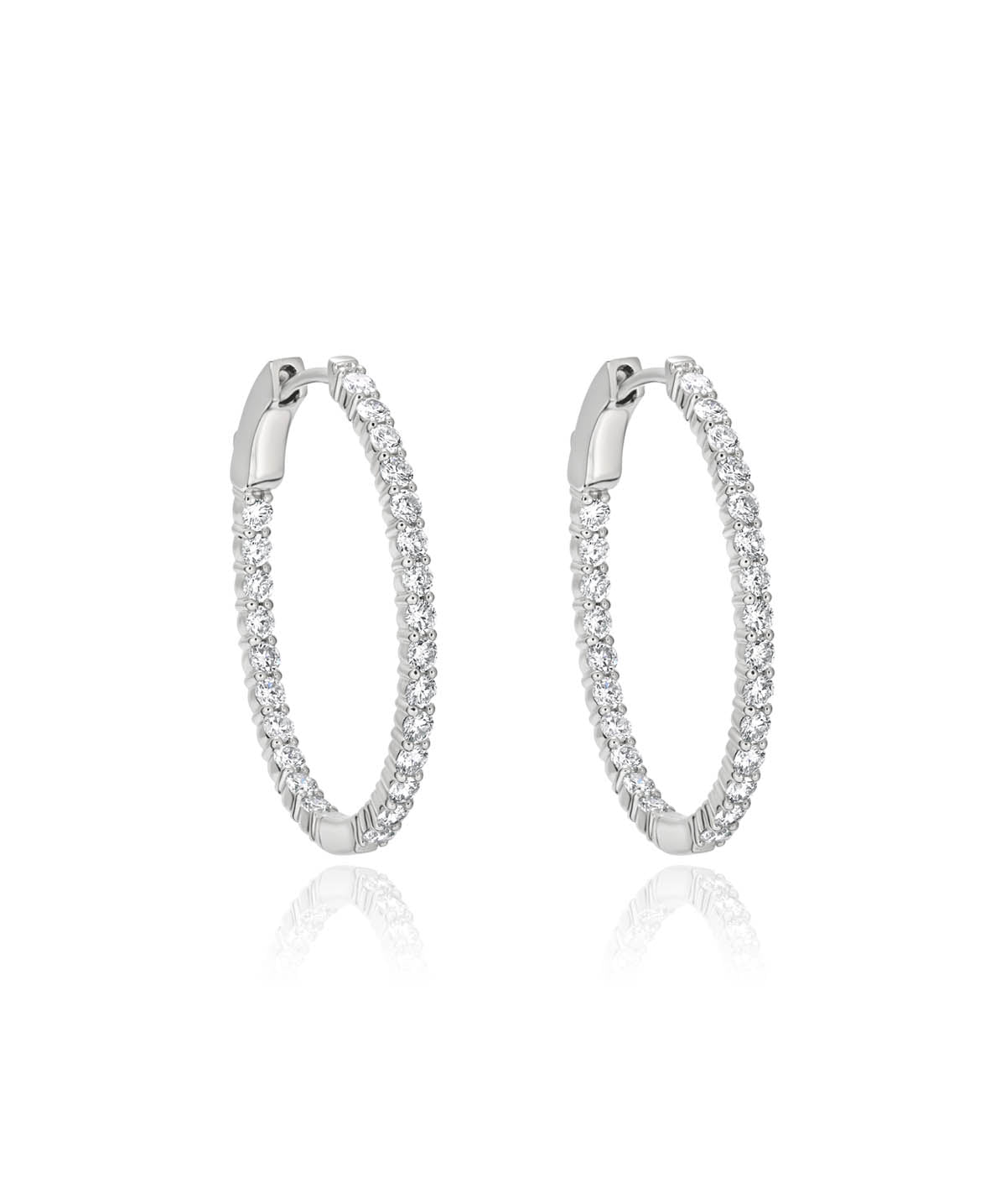 14K White Gold Inside Out Lab Grown Diamond Hoop Earrings 1.63cttw