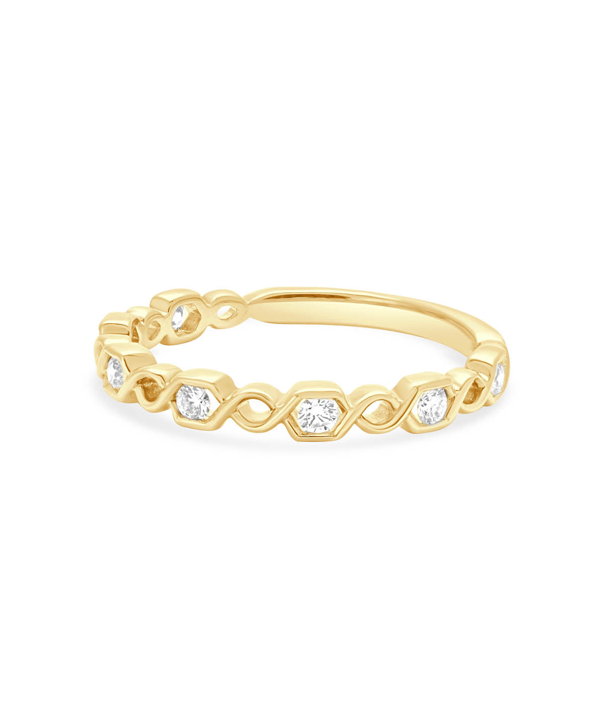 14K Yellow Gold Diamond Twist Stackable Ring