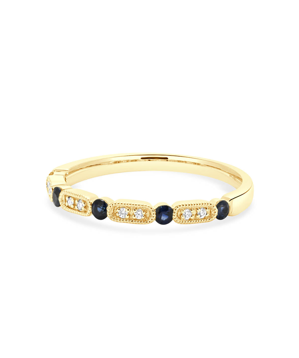 14K Yellow Gold Diamond And Sapphire Stackable Ring