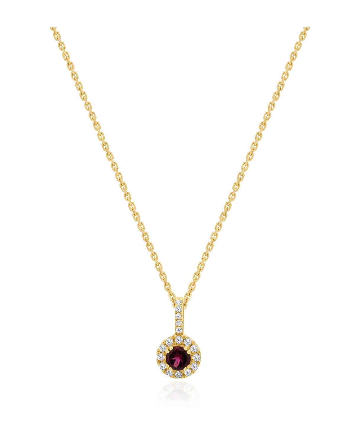 18K Yellow Gold 0.36ct Rubellite and Diamond Halo Pendant