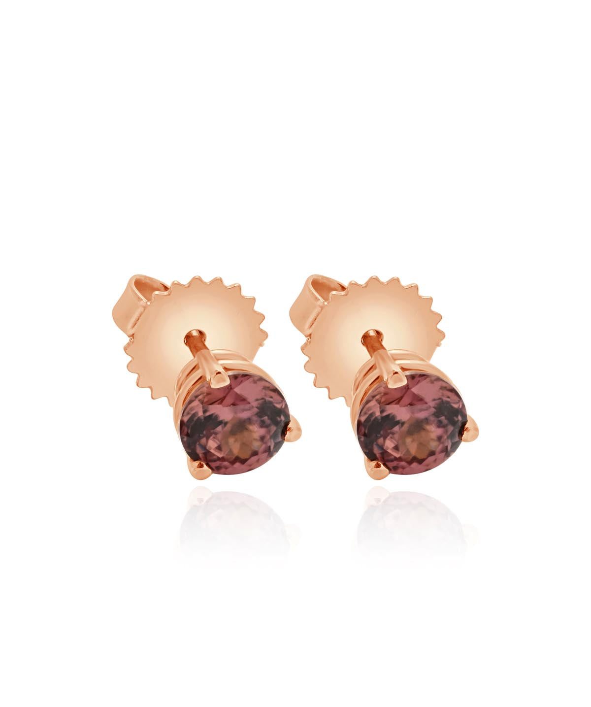 14K Rose Gold 6mm Pink Zircon Stud Earrings