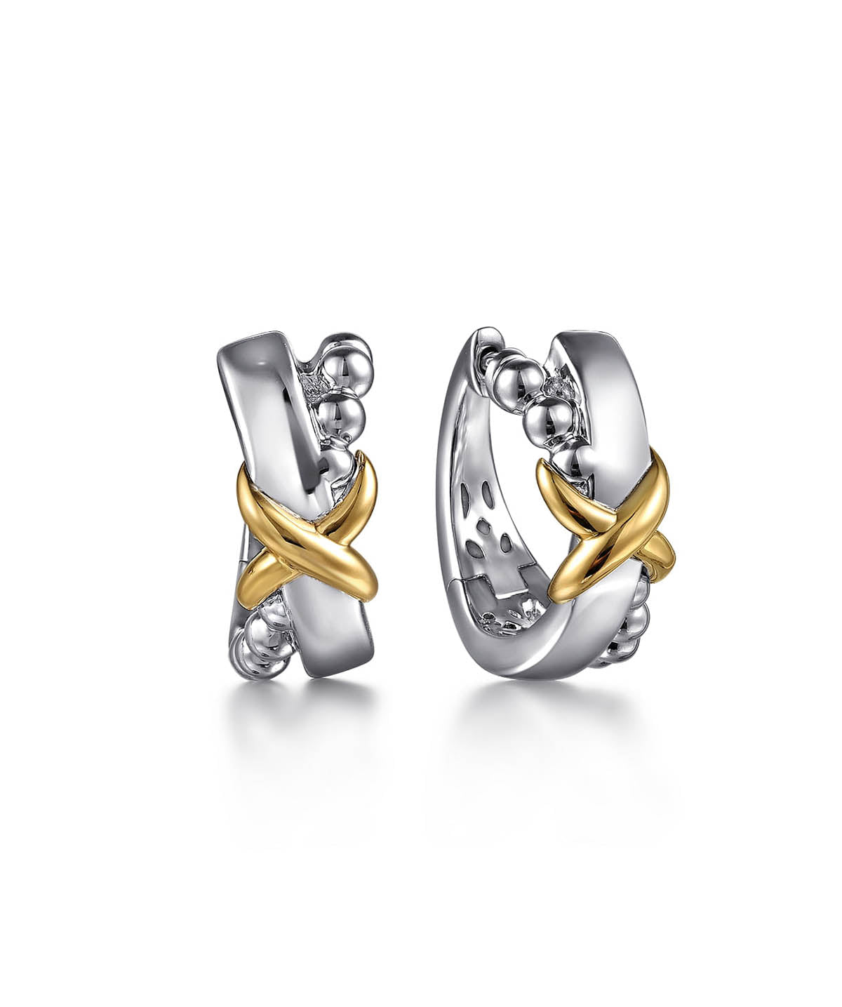 925 Sterling Silver and 14K Yellow Gold Bujukan Intricate Hoop Earrings