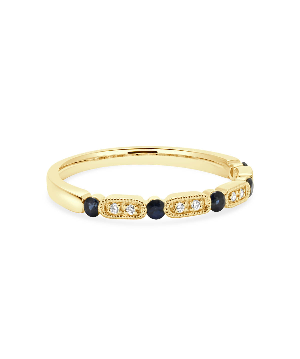 14K Yellow Gold Diamond And Sapphire Stackable Ring