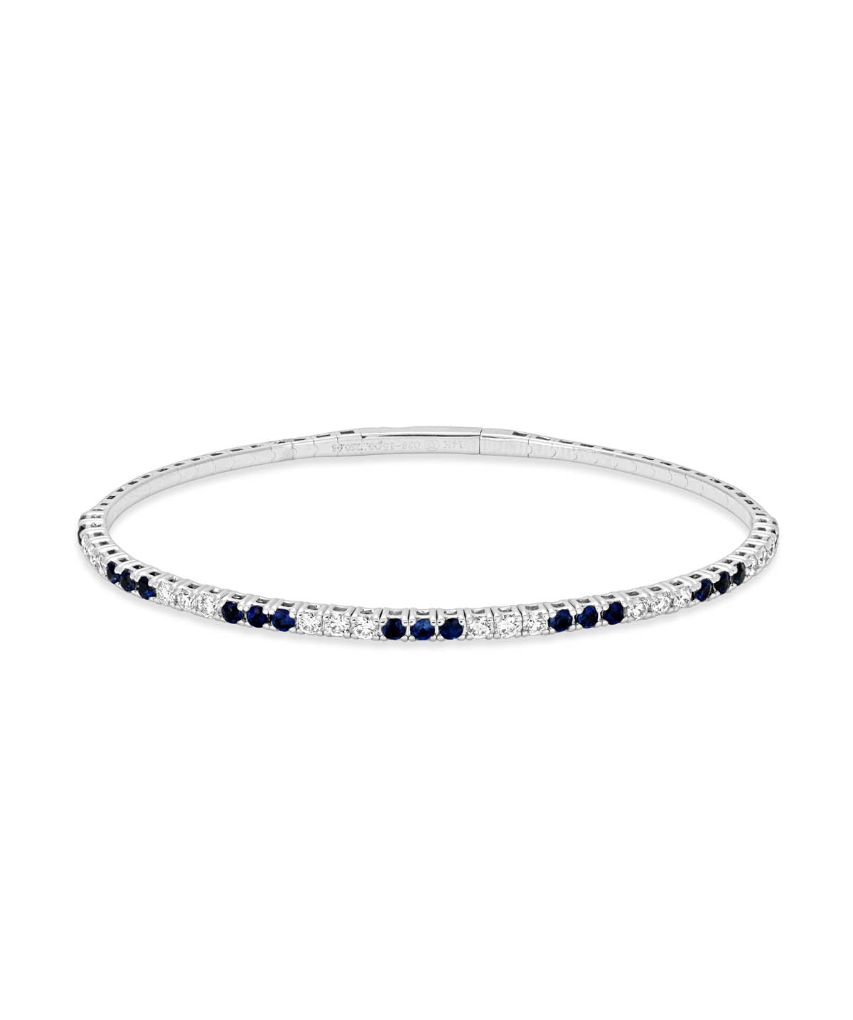 14K White Gold Sapphire and Diamond Flexible Bangle Bracelet
