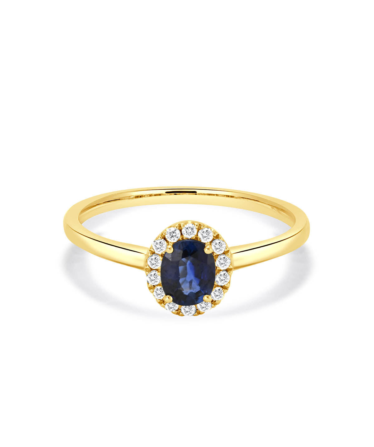 14K Yellow Gold 0.50ct Sapphire and Diamond Halo Ring