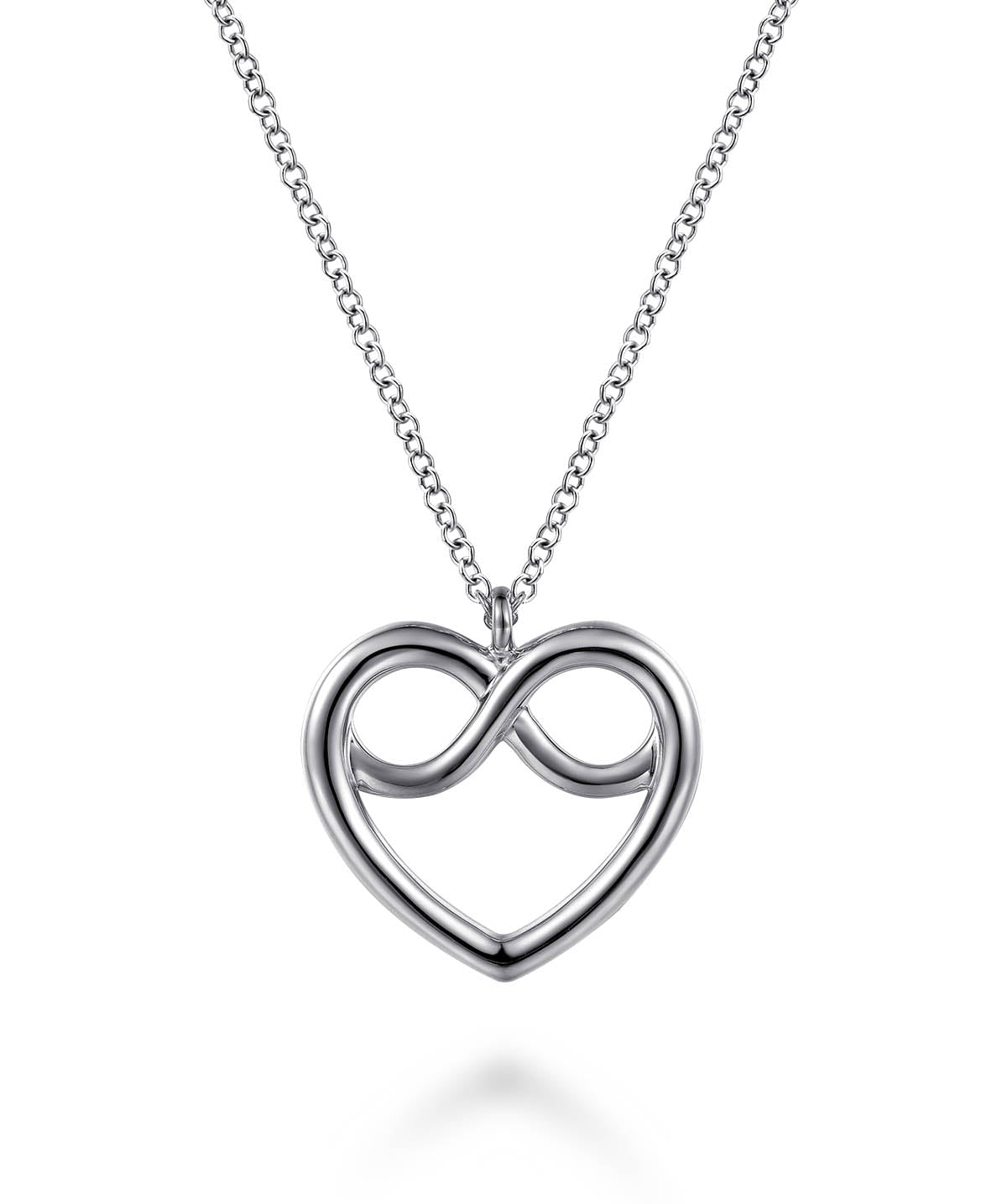 925 Sterling Silver Heart Love Knot Pendant Necklace
