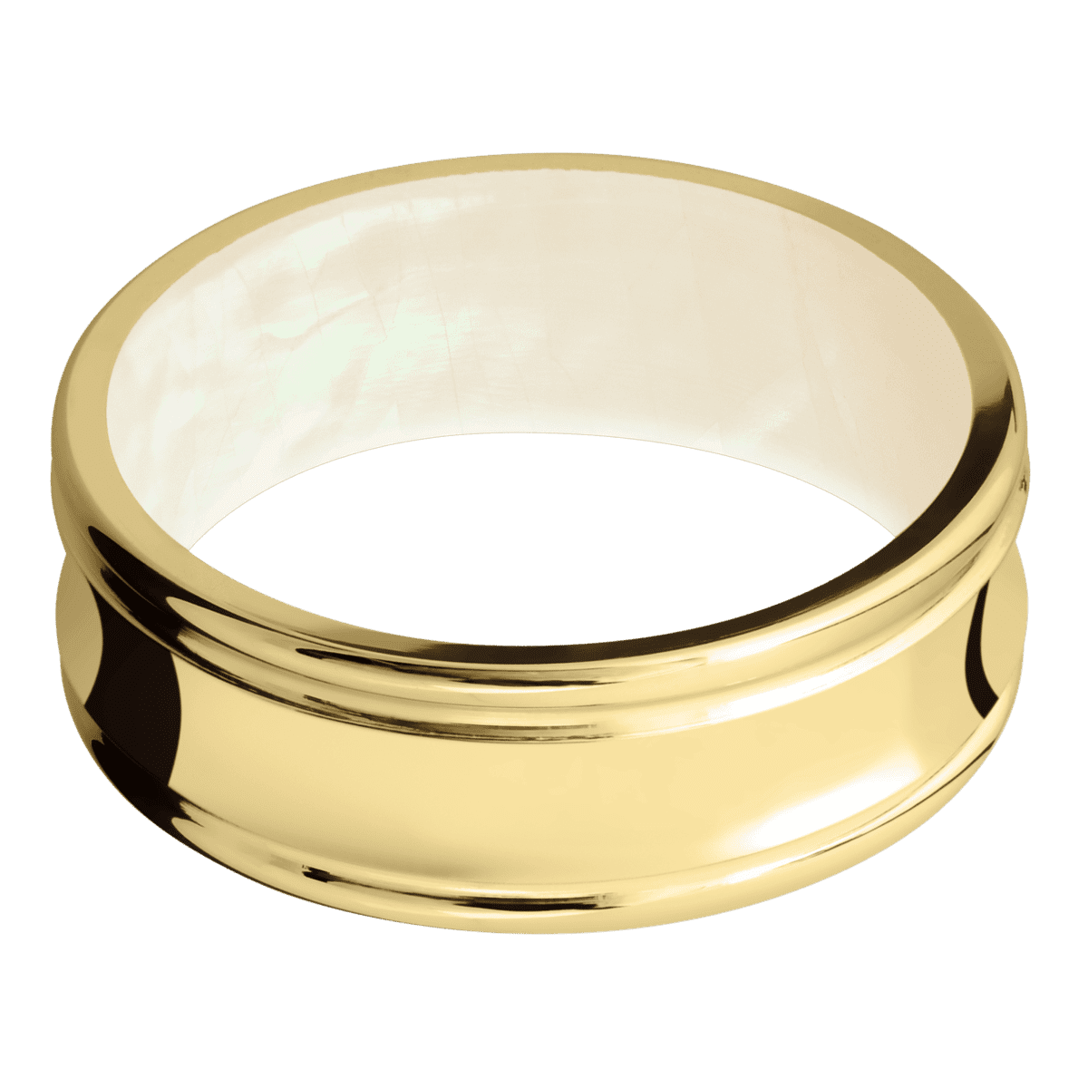 10K Yellow Gold + Polish , Polish Finish + Freshwater Mother of Pearl