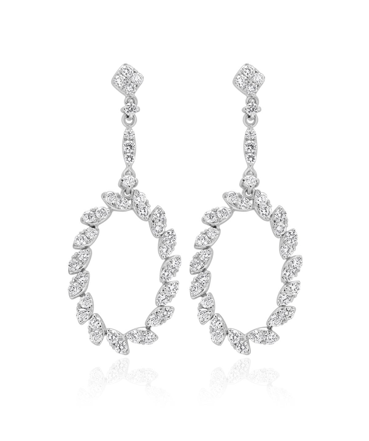14K White Gold 1ct Diamond Dangle Drop Earrings