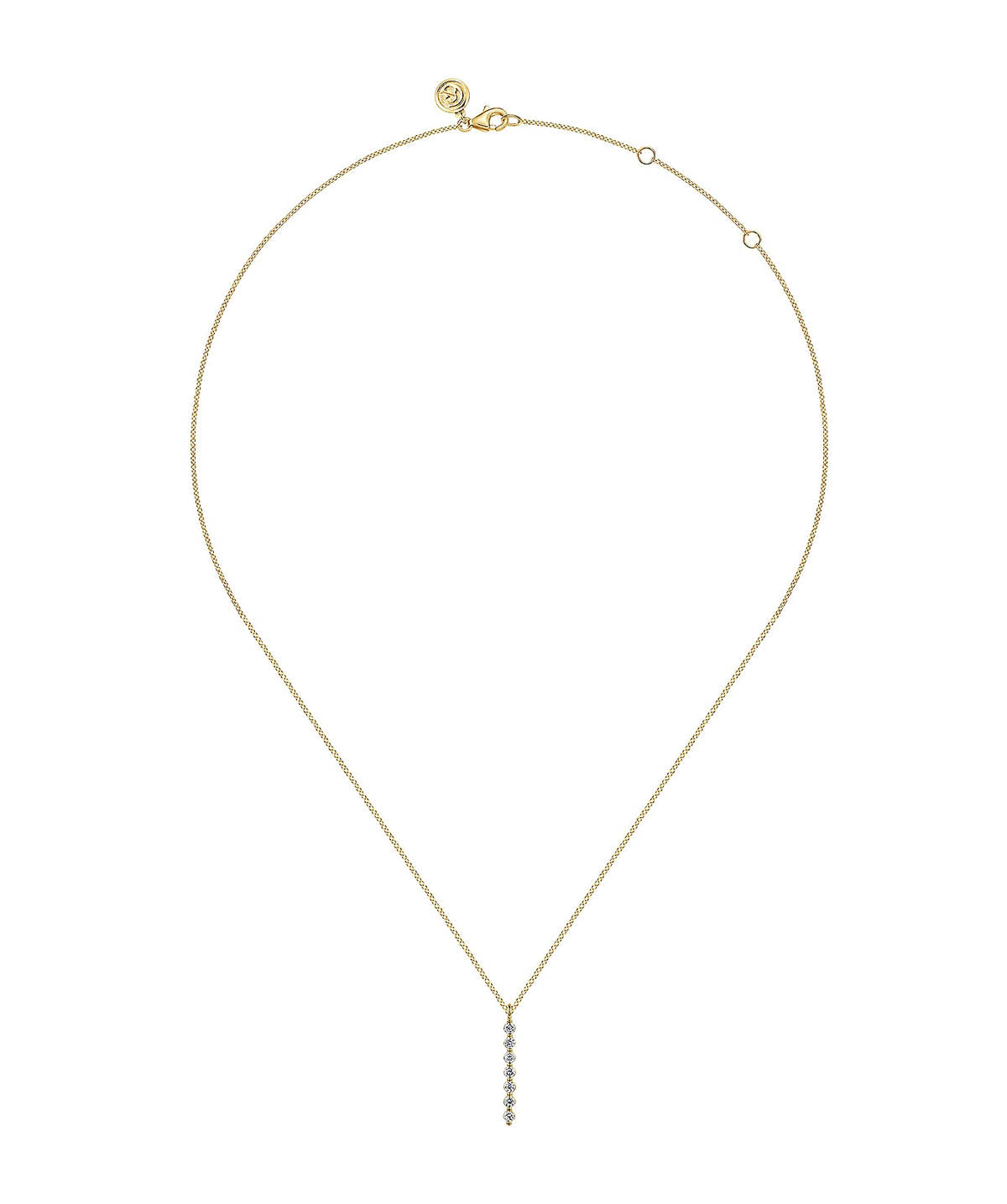 14K Yellow Gold White Sapphire Bar Necklace