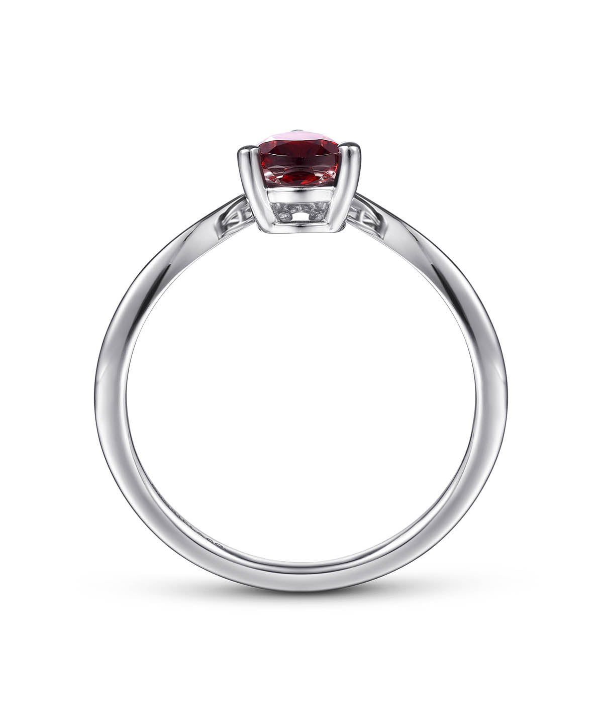 14K White Gold 0.83ct Garnet Diamond Chevron Ring