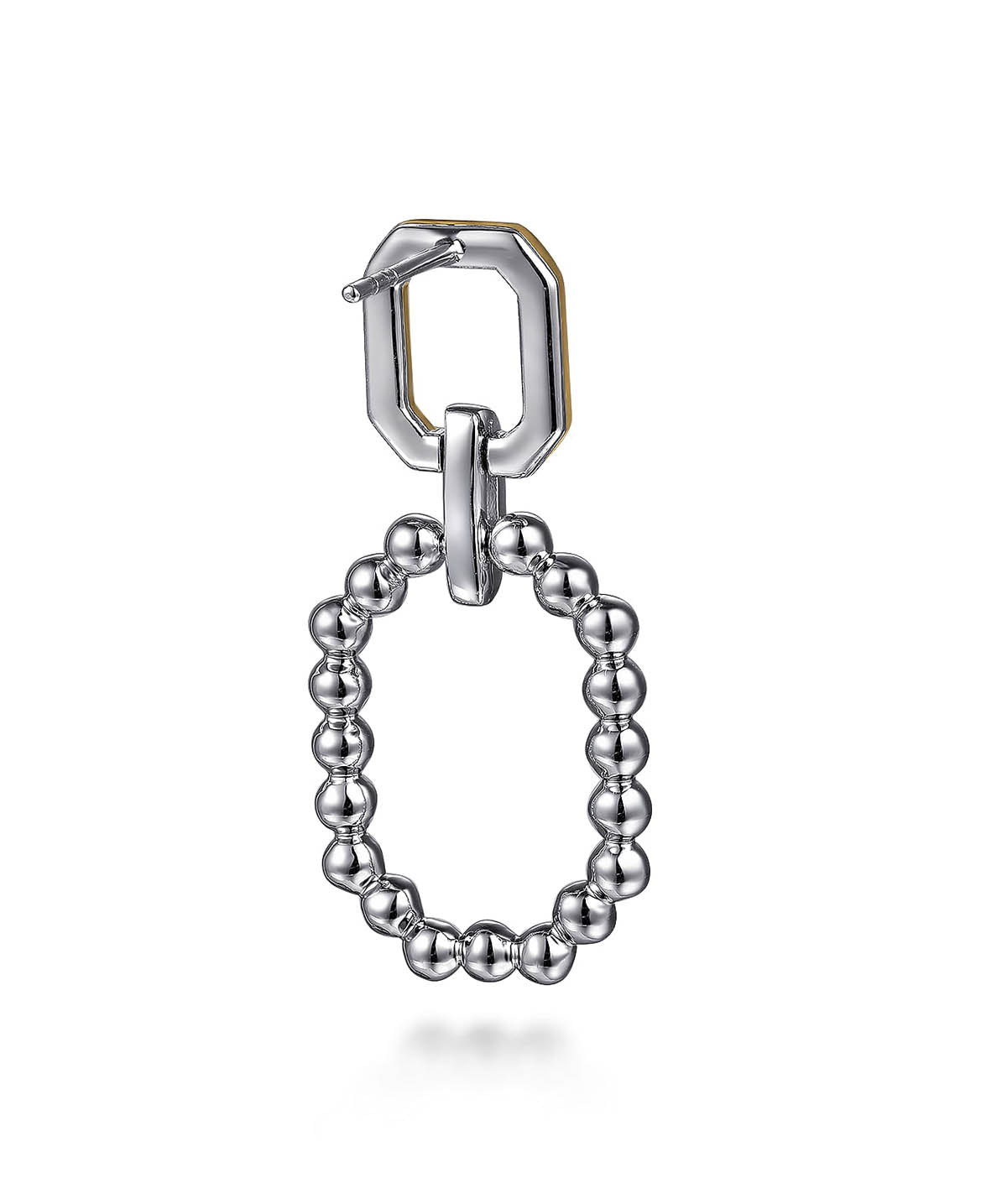 925 Sterling Silver and 14K Yellow Gold Octagon Bujukan Stud Drop Earrings