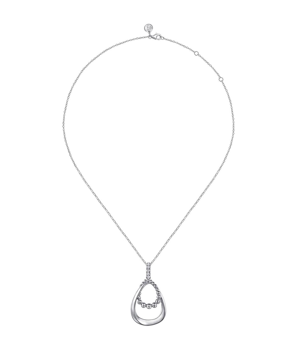 925 Sterling Silver White Sapphire Bujukan Pendant Drop Necklace