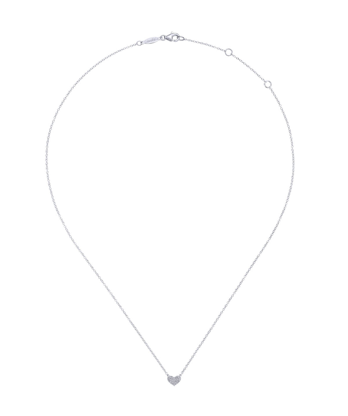 14K White Gold Pave Diamond Pendant Heart Necklace