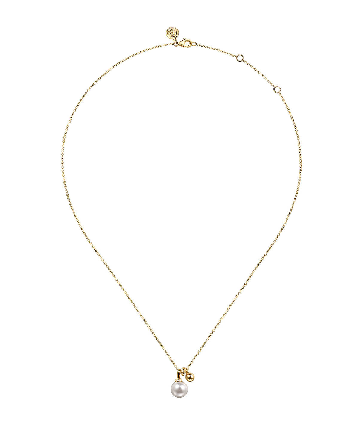 14K Yellow Gold Bujukan Bead and Pearl Pendant Necklace