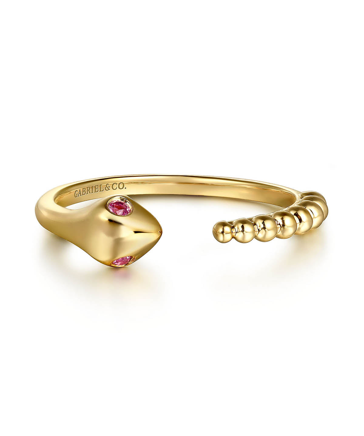 14K Yellow Gold Bujukan And Ruby Snake Open Ring