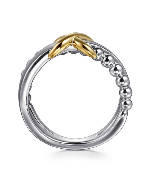 925 Sterling Silver and 14K Yellow Gold Bujukan Criss Cross