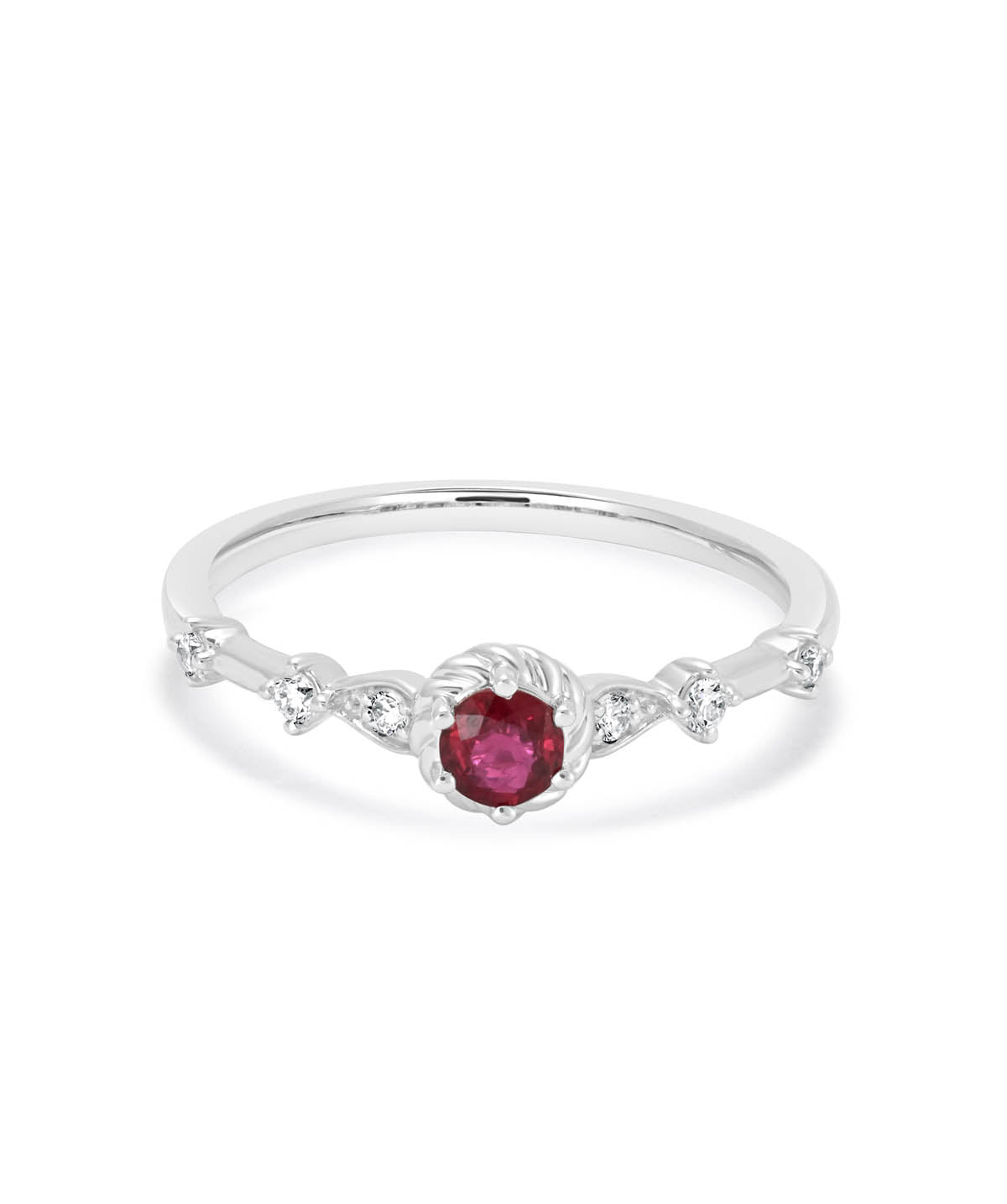 14K White Gold 0.25ct Ruby and Diamond Ring
