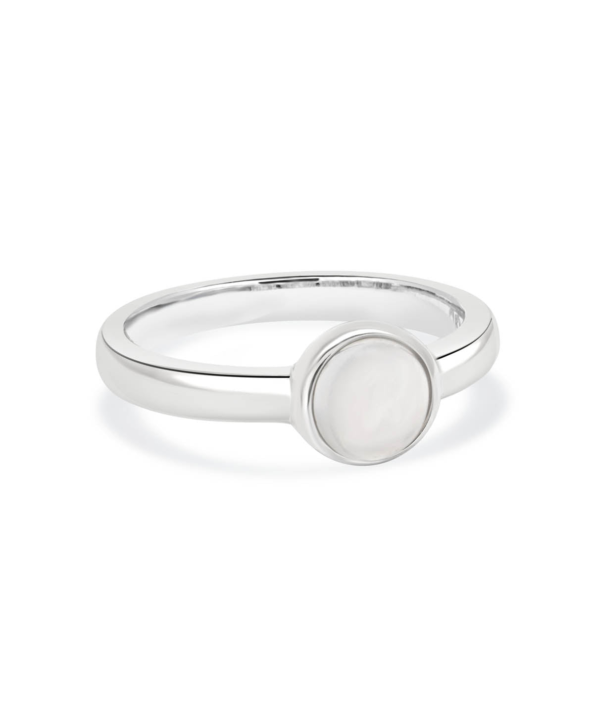 Sterling Silver Bezel Set 6mm Moonstone Ring
