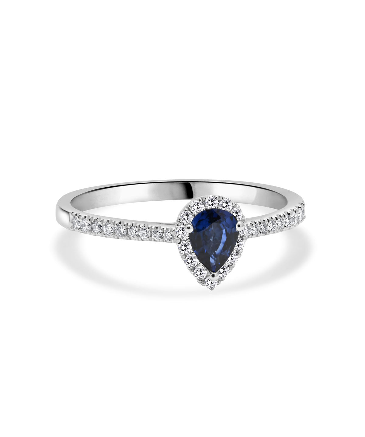 14K White Gold 0.33ct Sapphire and Diamond Halo Ring