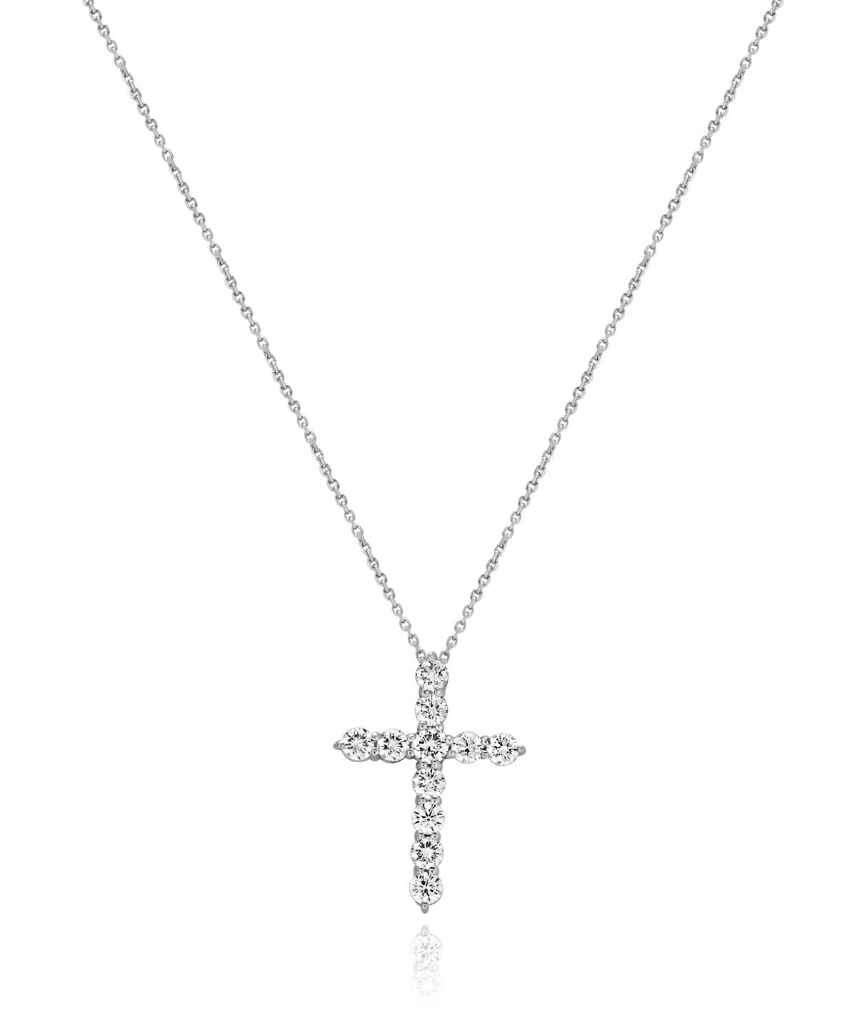 14K White Gold Diamond Cross Pendant