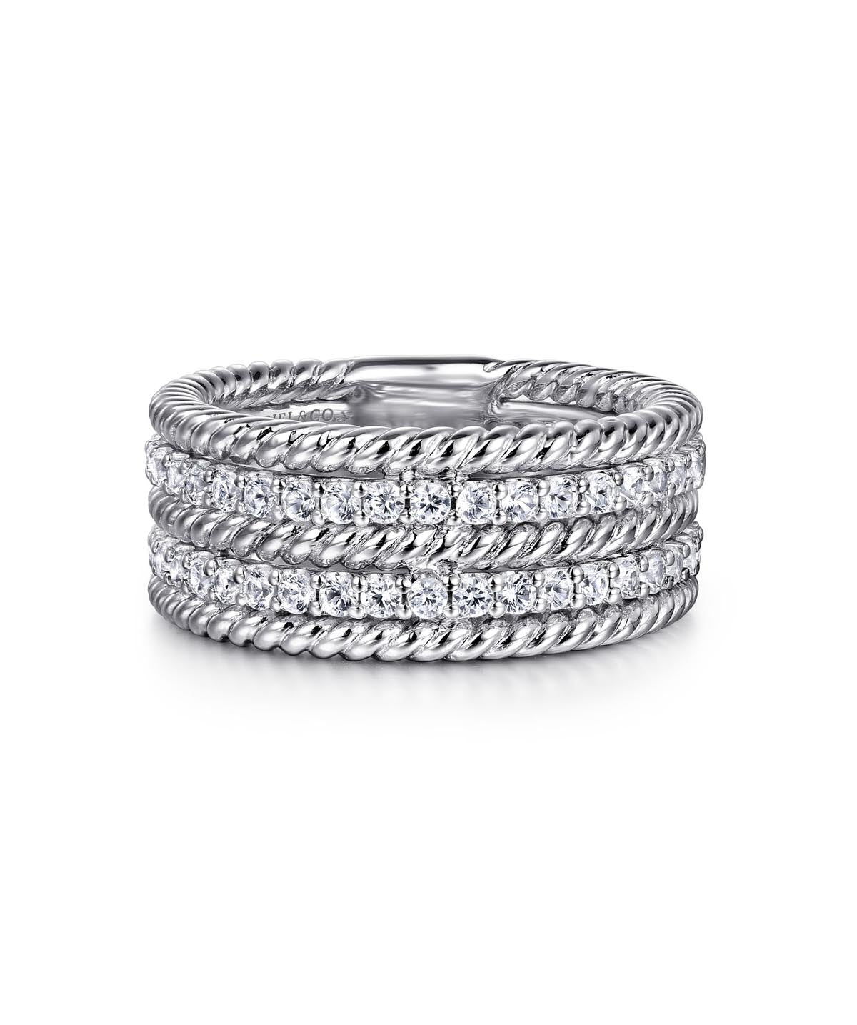 925 Sterling Silver White Sapphire Hampton Easy Stacklable Band Ladies Ring