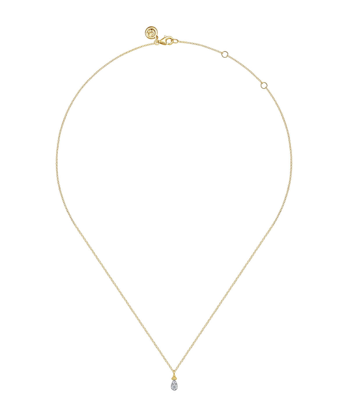 14K Yellow Gold Diamond Bujukan Teardrop Pendant Necklace