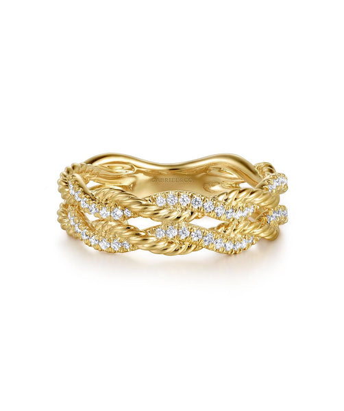 Yellow gold diamond twist ring Clearance