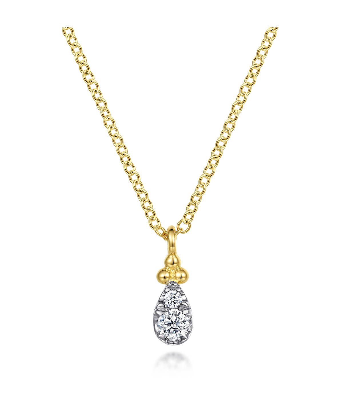 14K Yellow Gold Diamond Bujukan Teardrop Pendant Necklace