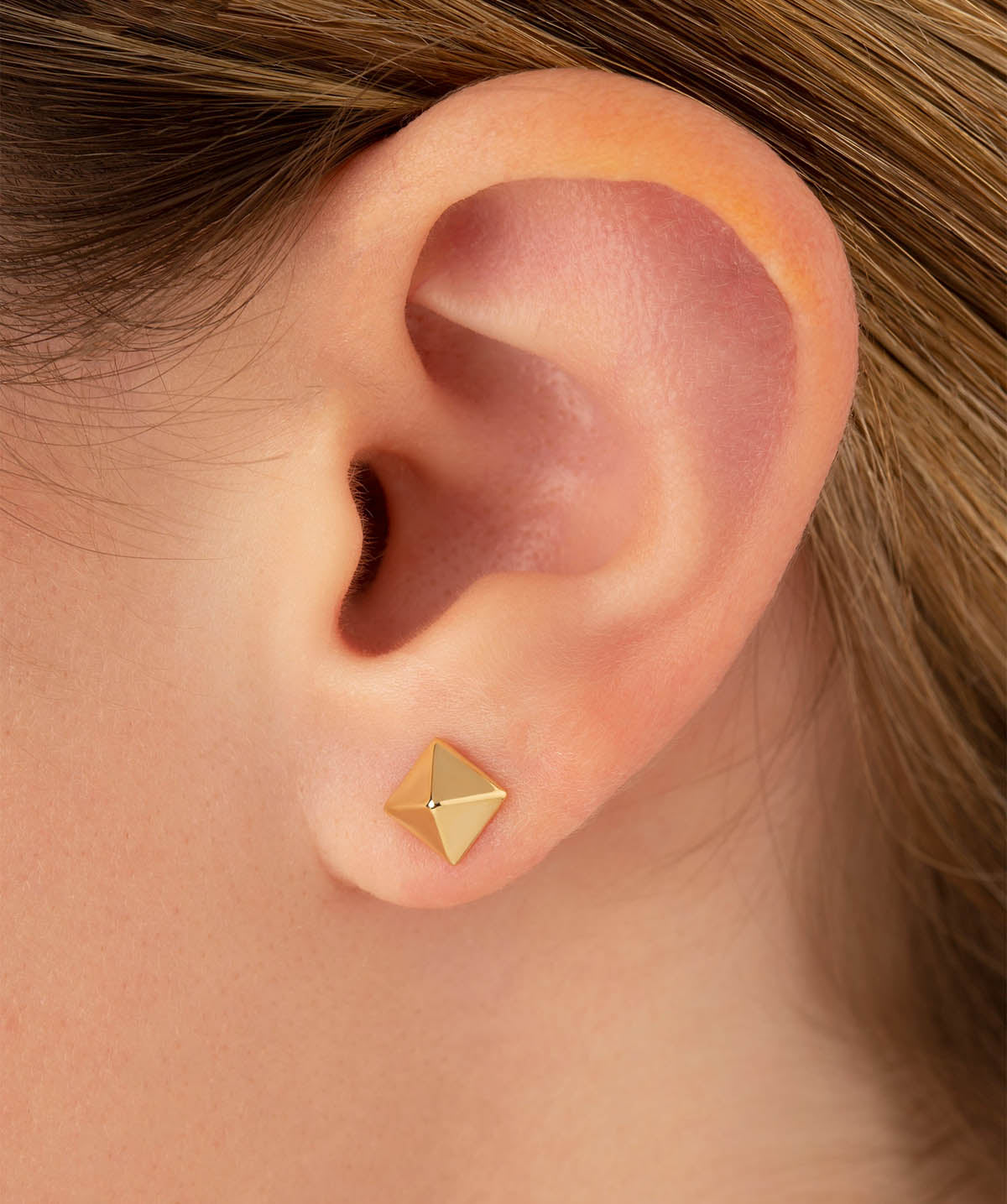 14K Yellow Gold 6mm Pyramid Post Stud Earrings