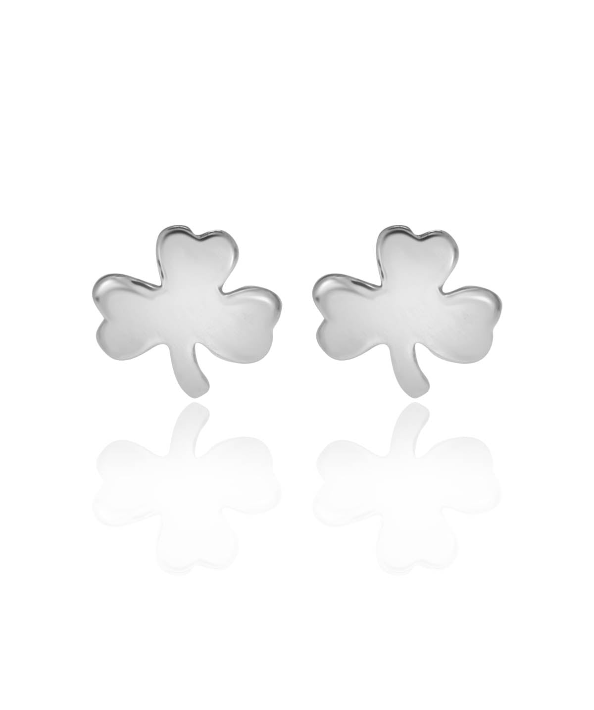 14K White Gold Small Clover Stud Earrings